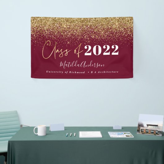 Burgundy Gold Glitzer Skriptklasse des Abschlusses Banner (Messeveranstaltung)