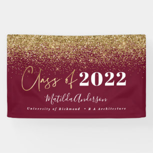Burgundy Gold Glitzer Skriptklasse des Abschlusses Banner