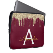 Burgundy Gold Glitzer Sparkle Monogram Laptopschutzhülle (Vorne Rechts)