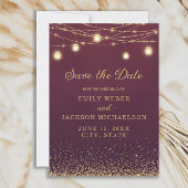 Burgundy Gold Glitzer String Light Rett Date Rett Save The Date