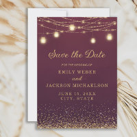 Burgundy Gold Glitzer String Light Rett Date Rett