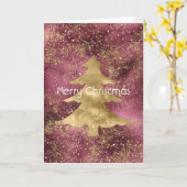 Burgundy Gold Glitzer Weihnachtsbaum Karte (Gelbe Blume)