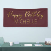 Burgundy Gold Happy Birthday Banner (Messe)