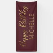 Burgundy Gold Happy Birthday Banner (Vertikal)