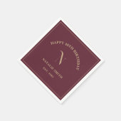 Burgundy Gold Happy Birthday Monogram Initial Serviette (Ecke)