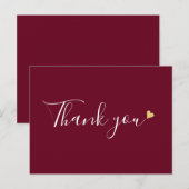 Burgundy Gold Heft Script Business Vielen Dank Postkarte (Vorne/Hinten)