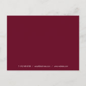 Burgundy Gold Heft Script Business Vielen Dank Postkarte (Rückseite)