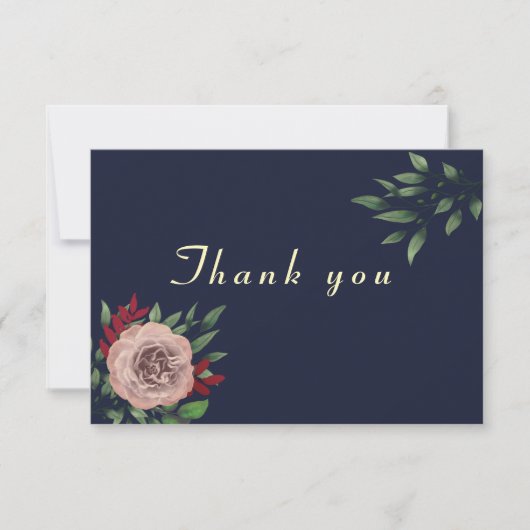 Burgundy Gold Hochzeit im Herbst Dankeskarte (Vorderseite)