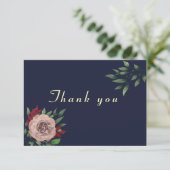 Burgundy Gold Hochzeit im Herbst Dankeskarte (Stehend Vorderseite)