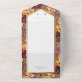 Burgundy & Gold Jewel Floral Gold Rahmen Dinner All In One Einladung (Außenbereich)