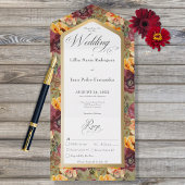 Burgundy & Gold Jewel Floral Green Dinner All In One Einladung