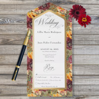Burgundy & Gold Jewel Floral Green Dinner