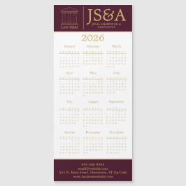 Burgundy Gold Justice Columns Law Firm Logo 2026 Magnetkarte
