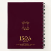 Burgundy Gold Justice Columns Law Firm Notizblock (Rückseite)