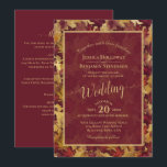 Burgundy & Gold Leaves Calligraphy QR Code Wedding Einladung<br><div class="desc">This rustic boho chic wedding invitation features a beautiful watercolor design with lacy calligraphy and a watercolor background of leaves and foliage in shades of burgundy and gold. The back has room for you to list details and information along with a customizable QR code to direct your guests to your...</div>
