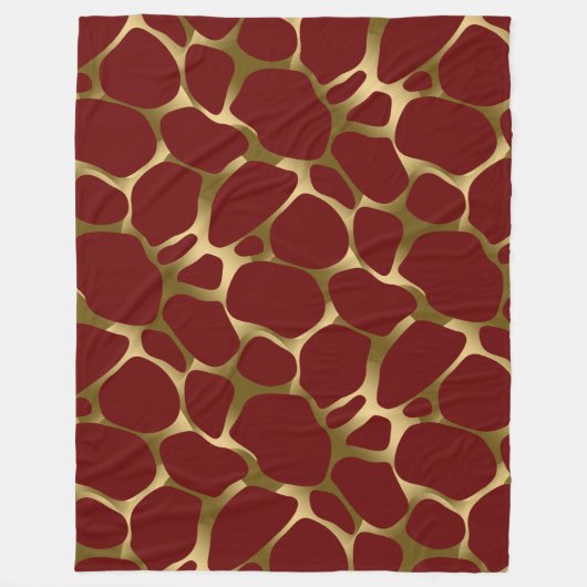 Burgundy & Gold Leopard Print Pattern Fleecedecke (Vorderseite)