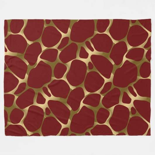 Burgundy & Gold Leopard Print Pattern Fleecedecke (Vorderseite (Horizontal))