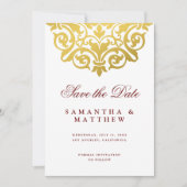 Burgundy Gold Mandala Indian Wedding rettet das Da Save The Date (Vorderseite)