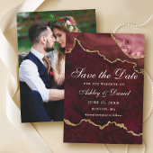 Burgundy Gold Marble Agate Geode Foto Save The Date