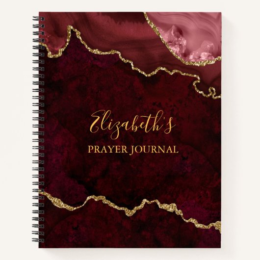 Burgundy Gold Marble Agate Geode Prayer Journal Notizblock (Vorderseite)