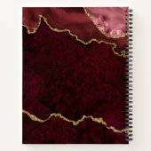 Burgundy Gold Marble Agate Geode Sketchbook Notizblock (Rückseite)