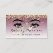 Burgundy Gold Marble Eyes QR Code Microblading Visitenkarte (Vorderseite)