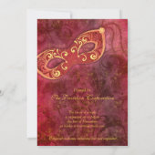 Burgundy Gold Mardi Gras Masquerade Ball Einladung (Rückseite)