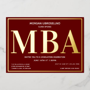 Burgundy Gold MBA Abschluss Einladung