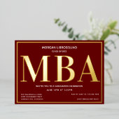 Burgundy Gold MBA Abschluss Einladung (Stehend vorne)