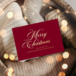 Burgundy Gold Merry Christmas Card Folien Feiertagskarte