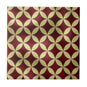 Burgundy Gold Metallic Peel Muster Fliese