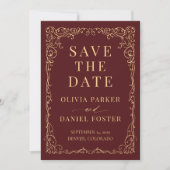 Burgundy Gold Minimalist Wedding Save the Date (Vorderseite)