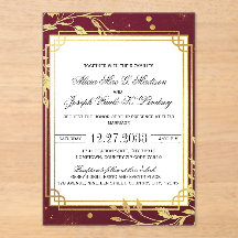 Burgundy Gold Modern Elegant Wedding Invitation