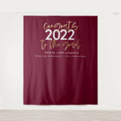 burgundy gold modern script stylish graduation wandteppich (Vorderseite)