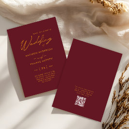 Burgundy Gold Moderne Typografie UAWG Wedding Einladung