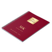 Burgundy Gold Monogram Initial Business Notizblock (Linke Seite)