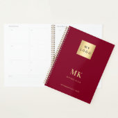 Burgundy Gold Monogram Initials Business 2026 Planer (Anzeige)