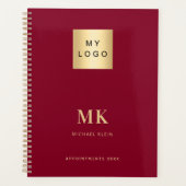 Burgundy Gold Monogram Initials Business 2026 Planer (Vorderseite)