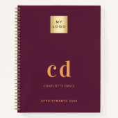 Burgundy Gold Monogram Logo Notizblock (Vorderseite)