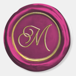 Burgundy & Gold Monogram Modern Wax Siegel Sticker