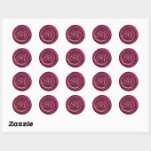 Burgundy & Gold Monogram Modern Wax Siegel Sticker (Blatt)
