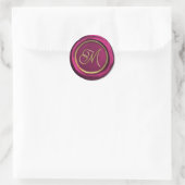 Burgundy & Gold Monogram Modern Wax Siegel Sticker (Tasche)