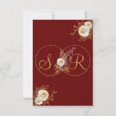Burgundy Gold Monogram Name Initial Empfang Card Einladung (Rückseite)