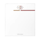 Burgundy Gold Monogram Simple Modern Notizblock (Vorderseite)