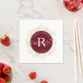 Burgundy Gold Monogram Wedding Napkins Serviette (Beispiel)