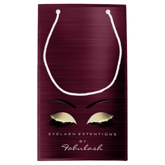 Burgundy Gold Name Glitzer Makeup Lashes Beauty Kleine Geschenktüte (Rückseite)
