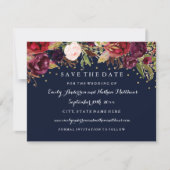 Burgundy Gold Navy Blumenhochzeit rettet das Datum Save The Date (Vorderseite)