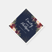 Burgundy Gold Navy Confetti Floral Wedding Napkin Serviette (Ecke)