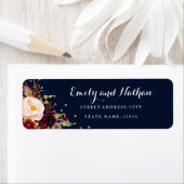 Burgundy Gold Navy Floral Return Address Label (Insitu)