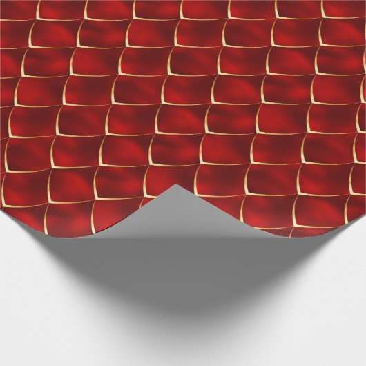 Burgundy Gold Pearl Mermaid Dragon Scales Pattern Geschenkpapier (Ecke)
